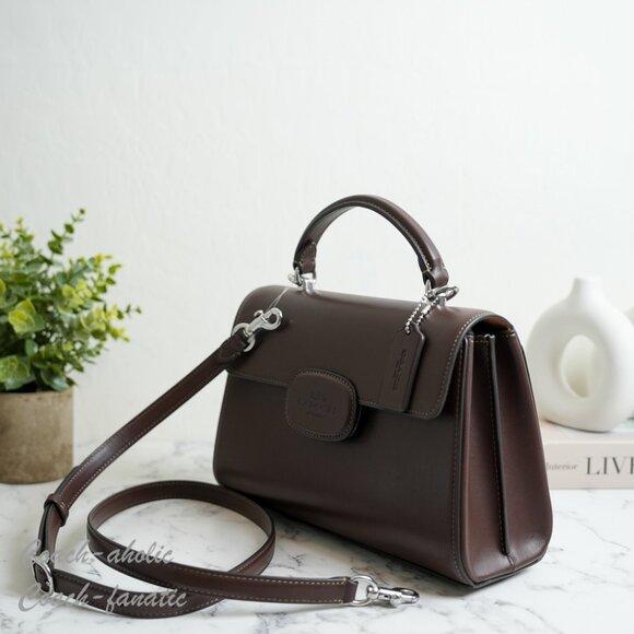 NWT Coach CT852 Eliza Top Handle Bag Leather Crossbody in Silver/Maple - Picture 5 of 12